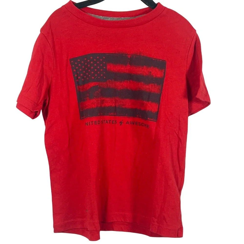 Old Navy Cat Jack Graphic T-Shirts Neon Gaming Red USA Boys Small Set‎ of 2